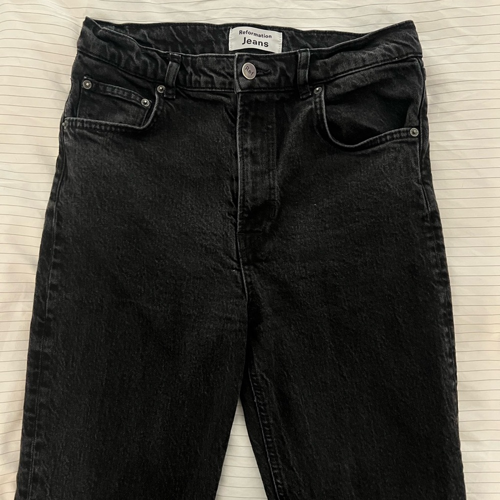 Reformation Black Straight Jeans High-Waisted